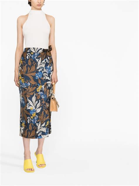 Max Mara Floral Print Silk Skirt Farfetch