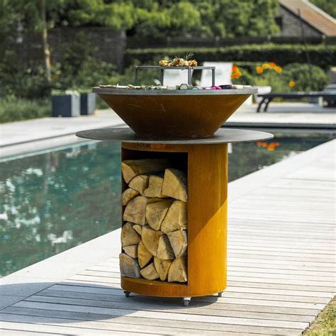 Bras Ro Rondo Cm Actuel Acier Corten Plancha Ronde Bois Barbecue