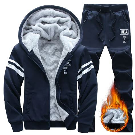 4xl Winter Tracksuit Men Set Fleece Warm Jacket Jogger Men Casual