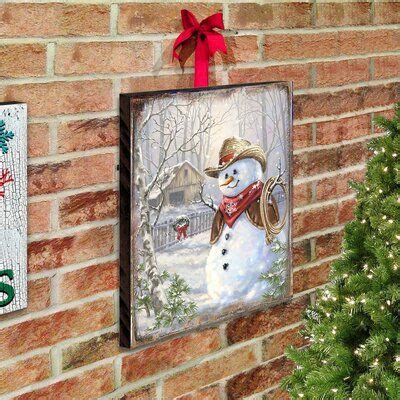 The Holiday Aisle Cowboy Snowman Wood Block Rustic Wood Wall Art