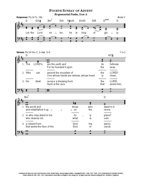 Modal Responsorial Psalms 4th Sunday Of Advent Years Abc Pdf