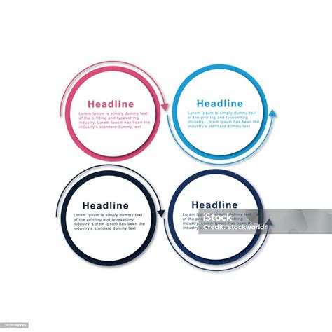 Four Steps Circle Infographic Scheme Template Chart Diagram Module Stock Illustration Download