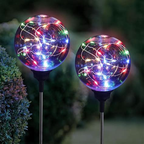 Buy Exhart Piece Solar Ball Garden Stakes With Multi Color Firefly