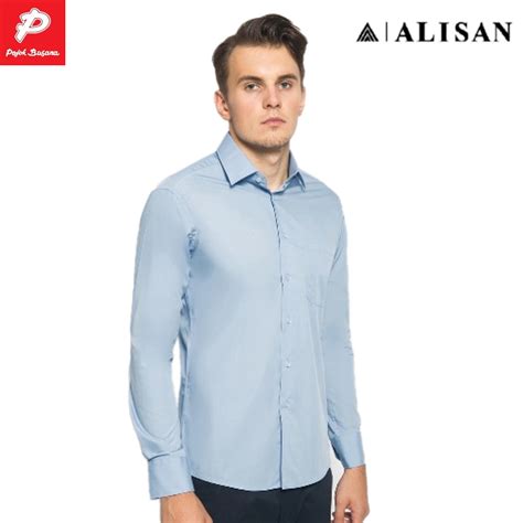 Pojok Busana Alisan Kemeja Lengan Panjang Polos Pria Slim Fit Kemeja