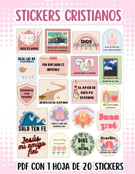 Stickers Cristianos Tipos Diferentes Plantilla En Pdf Etsy Espa A