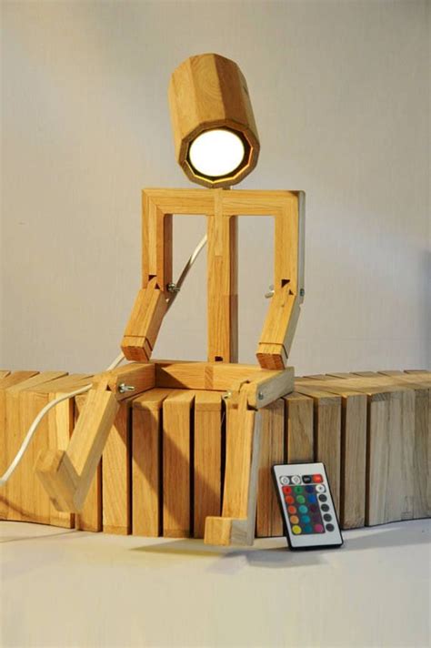 Articulated Design Lamp Madame Made From Recycled Wood Anloefu In