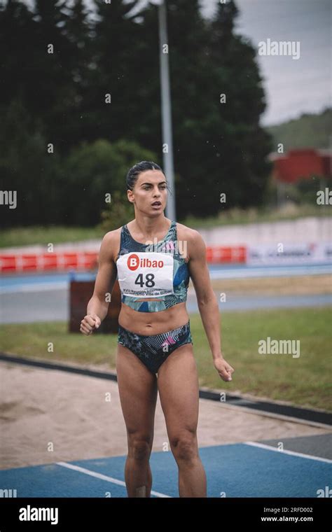 Dovilė Kilty jumping at the Bilbao International Meeting in Spain in ...