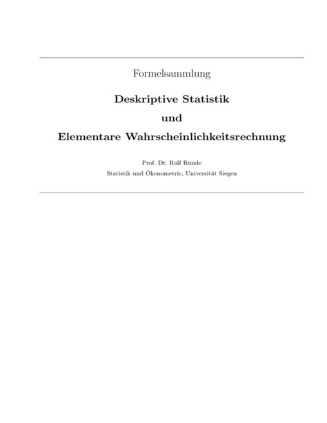 Formelsammlung Deskriptive Statistik Und Elementare