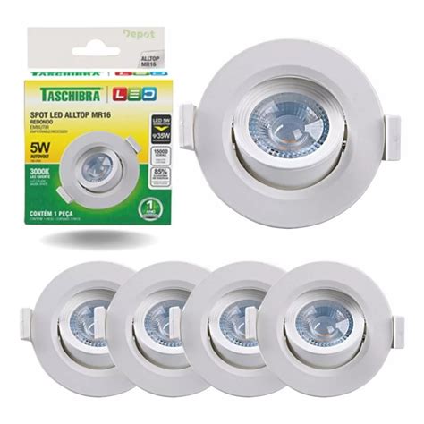 Kit 6 Spot Led Embutir Led Alltop MR16 5w Redondo Móvel Gesso Forro