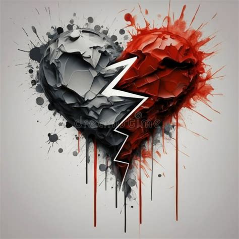 "Thunderstruck Sorrow: a Red Lightning Broken Heart Tattoo" Stock ...