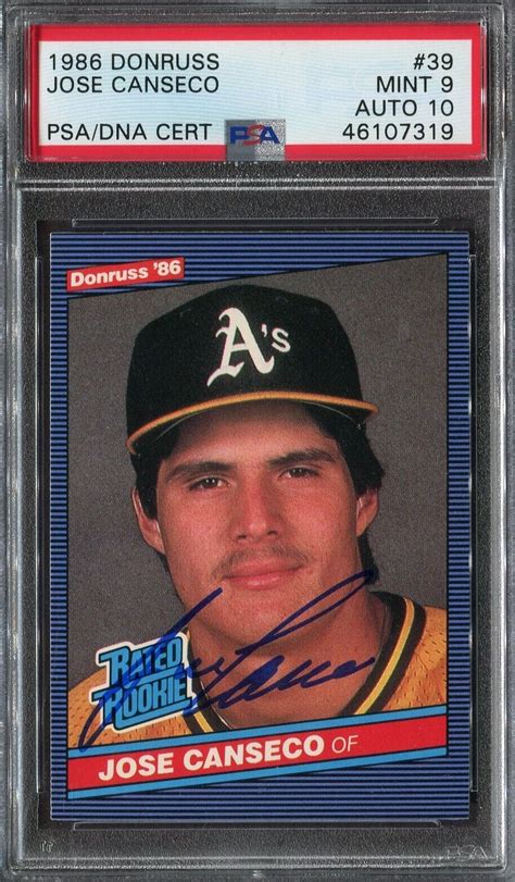 Donruss Jose Canseco Rc Psa W Psa Auto Rated Rookie Card