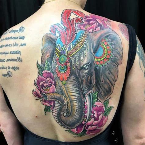 Colorful Indian Elephant Tattoo