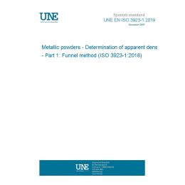 UNE EN ISO 3923 1 2019 Metallic Powders Determination Of Apparent