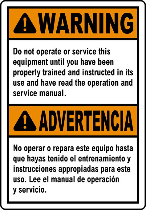 Bilingual Warning Do Not Operate Until You Have Been Properly Trained