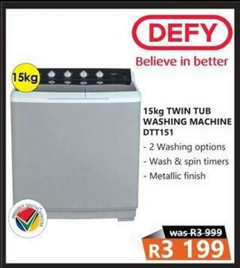 Defy 15kg Twin Tub Washing Machine DTT151 Offer At Tafelberg Furnishers