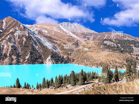 Emerald Big Almaty Lake In Autumn Season Stock Photo Alamy