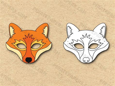 Máscaras De Zorro Imprimible Color Colorante Papel Diy Para Niños Y Adultos Plantilla Pdf