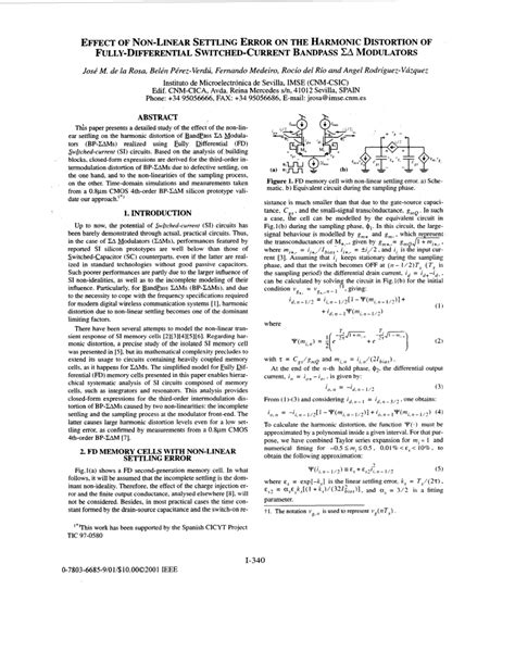 PDF Effect Of Non Linear Settling Error On The Harmonic Distortion Of