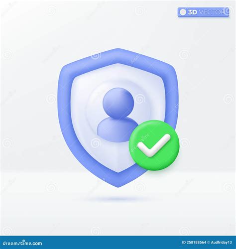 Shield Check Mark Icon Symbols Security Guaranteed Guarding Personal Data Concept 3d Vector