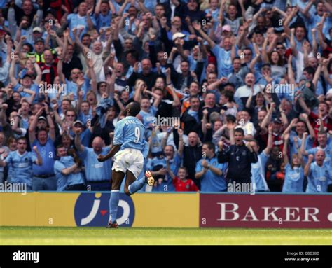 Manchester City's Paulo Wanchope celebrates scoring their winning goal ...