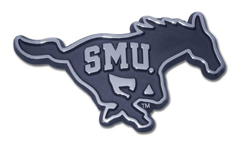 Southern Methodist Mustangs Shiny Chrome SMU Embossed Auto Car Emblem