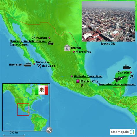 StepMap Mexiko Landkarte für Nordamerika