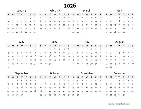 2026 Calendar Printable Free Pdf