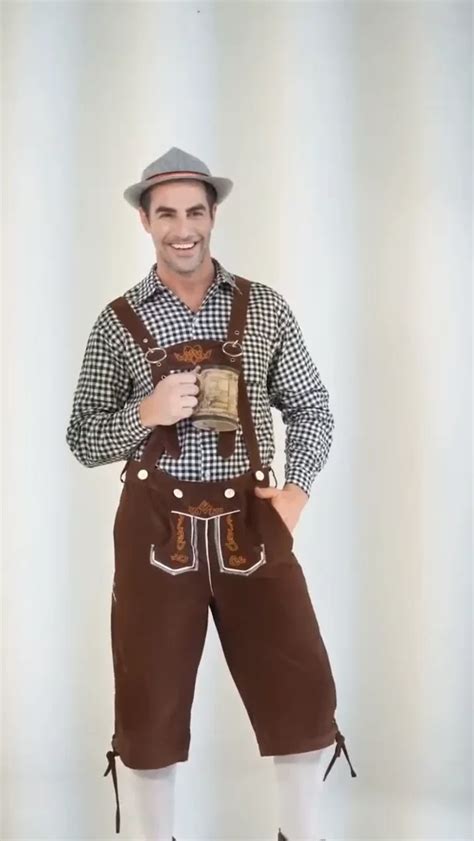 3pcs Set Adult Oktoberfest Lederhosen Costume Man Bavarian Octoberfest