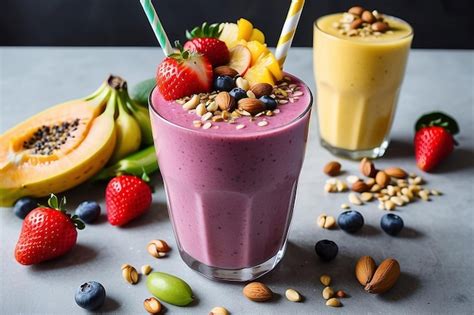 Un Batido Hecho Con Una Variedad De Frutas Y Verduras Frescas Cubiertas