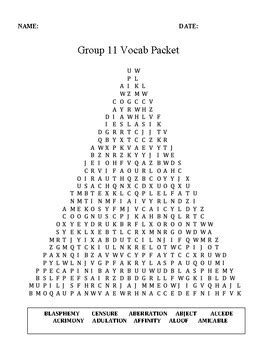 Group Vocab Packets Activity Packets Quizzes With Answer Key