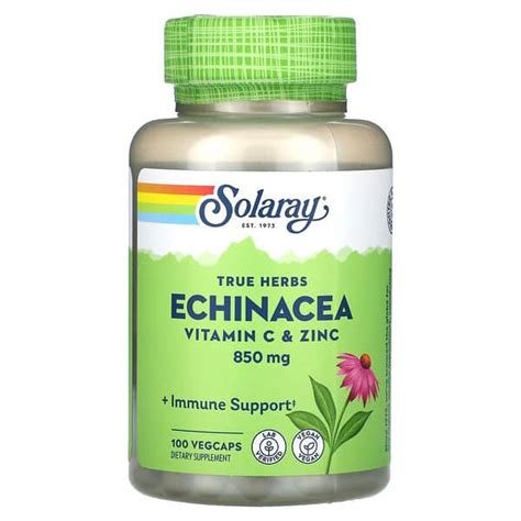 Solaray True Herbs Echinacea Vitamin C Zinc Mg Vegcaps