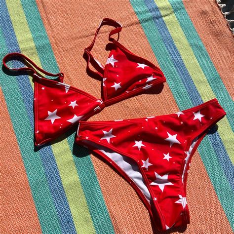 Red Bikini With Stars SIZE SMALL I Would Say Depop