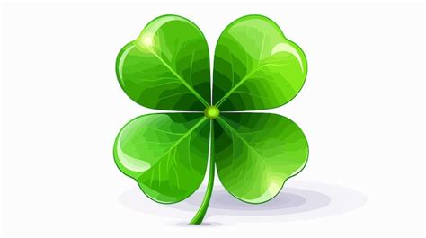 Green Four Leaf Clover Symbol Of Good Luck At St Patricks Day Premium