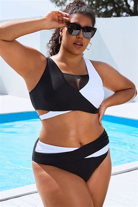 Colorblock Stylish Women Wrap Swimsuits Bikini Set Meet Curve Meet Curve