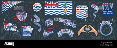 Vector Set Of The National Flag Of British Indian Ocean Territory Stock