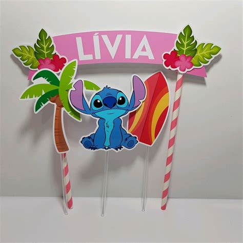 Topo De Bolo Festa Tema Lilo E Stitch Taffy Lilo E Stitch Kawaii