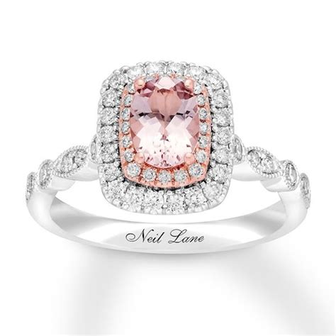 Neil Lane Oval Morganite Engagement Ring Ct Tw Diamonds K Gold