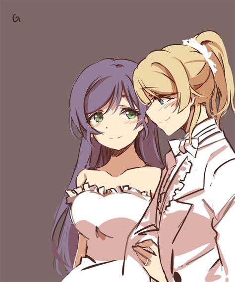 Safebooru 2girls Ayase Eli Blonde Hair Blue Eyes Blush Brown