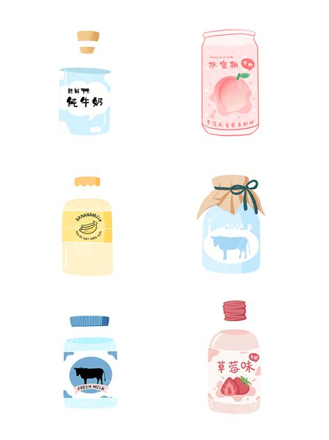 Milk Bottle Hd Transparent, Cartoon Hand Painted Cute Milk Bottle Free ...