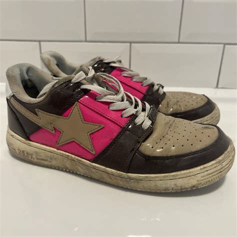 BAPE Men's Pink and Brown Trainers | Depop