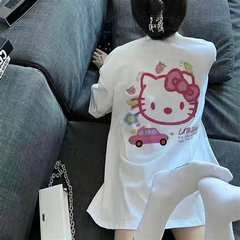 Hello Kitty Kawaii Short Sleeved T Shirt For Women Loose Casual Korean