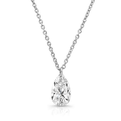 Pear Shaped Diamond Floating Necklace - 3/8ct Pear Shape Diamond Pendant