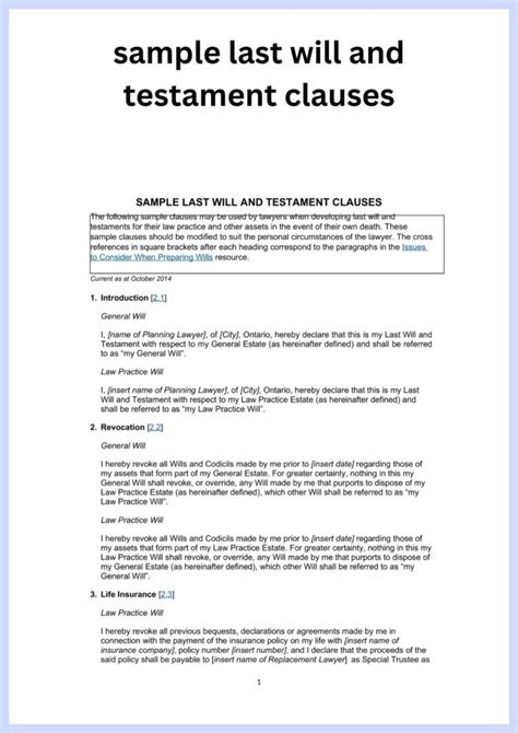 Sample Printable Last Will And Testament Forms Template 2023