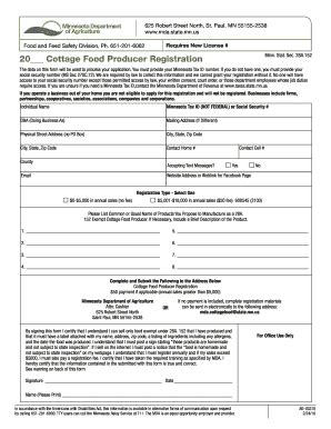 Fillable Online Mda State Mn Cottage Food Producer Registration