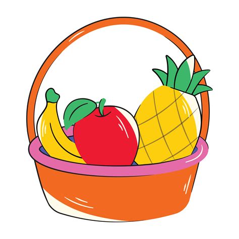 Canasta De Frutas De Moda Vector En Vecteezy