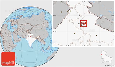 Gray Location Map of Meerut, highlighted country