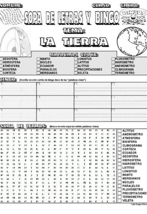 Sopa De Letras Y Bingo Tema La Tierra Ayuda Porfa Doy Corona Es Para