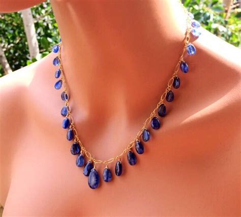 Blue Kyanite Necklace Gold Fill One Of A Kind Natural Etsy