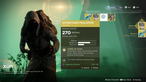 Destiny 2 Xur Exotic Vendor Guide Weekly Inventory Updated 1020