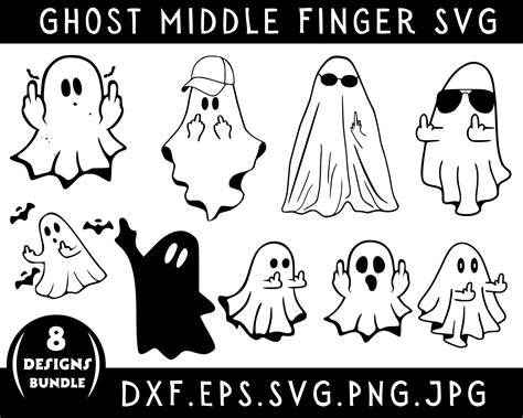 Ghost Middle Finger Svg Png Halloween Svg Halloween Png Svg Files